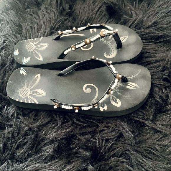 Unbranded Beaded Flip Flop Slip On Thongs Size 6.5 - Picture 3 of 6
